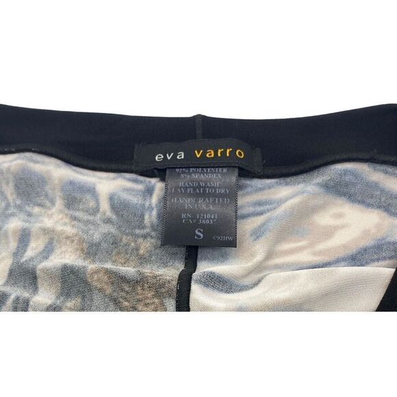 Eva Varro Slinky Tunic Top Bold Animal Mixed Print Black Contrast 3/4 Slv Size S - Picture 5 of 6